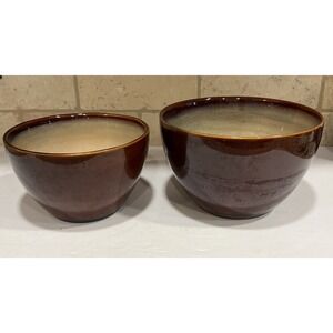 Set of 2 Sango Nova‎ Brown 4933 Nesting Mixing Bowls 7" & 8"